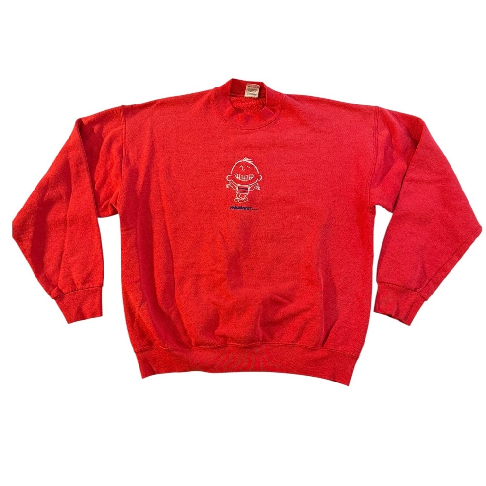 Vintage Fruit of the Loom‎ Red Whatever Graphic Sweatshirt Mens XL Crewneck Pull
